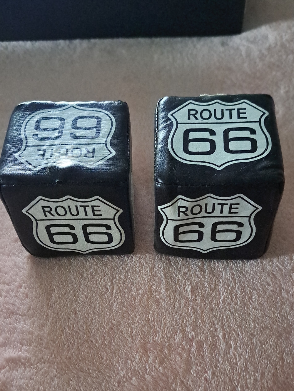 Route 66 Black Pouf Accent Cubes - Set of 2